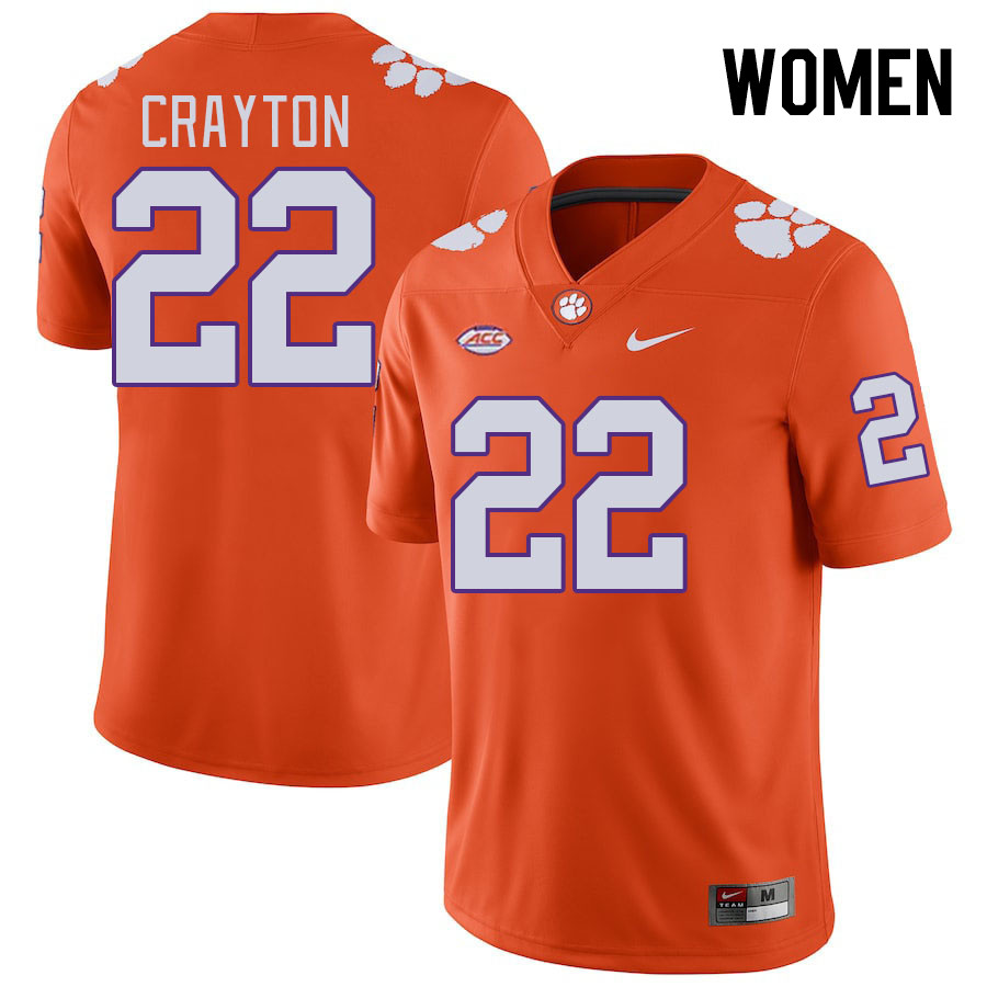 Women #22 Dee Crayton Clemson Tigers College Football Jerseys Stitched-Orange